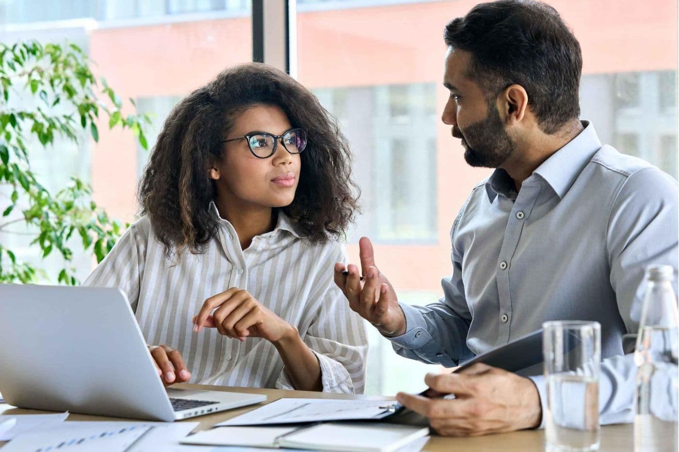 Two professionals in a meeting
